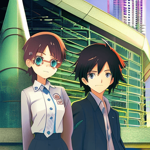 AI generated: {best quality}, two cool teens with their cool mature adult mentor of anime characters standing next...
