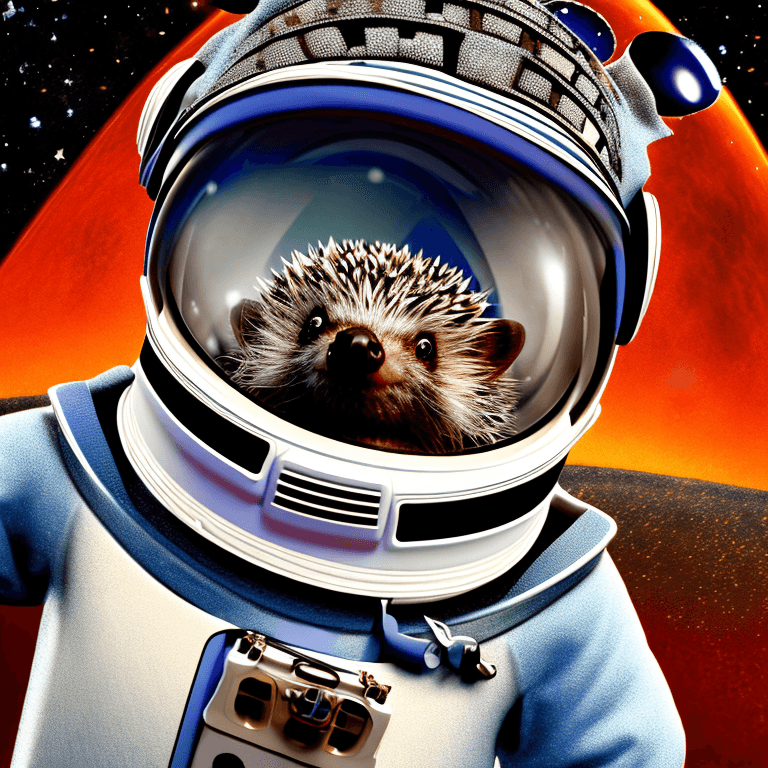 AI generated: Ralistic, ((Masterpiece, best quality)), cute hedgehog in spacesuit,  Ultra-High-Definition, Masterp...