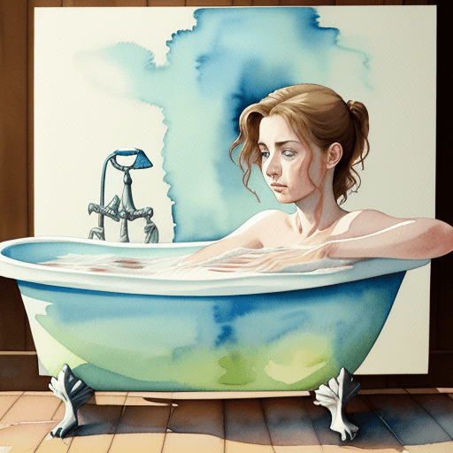 AI generated: water color painting of woman on a bathtub , the style of i emotionally complex, In the style of Jam...