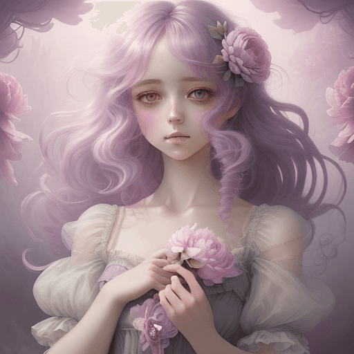 AI generated: Romanticism meets surrealism, shot of dreamy girl, manga style, ethereal lighting, Concept art, soft...