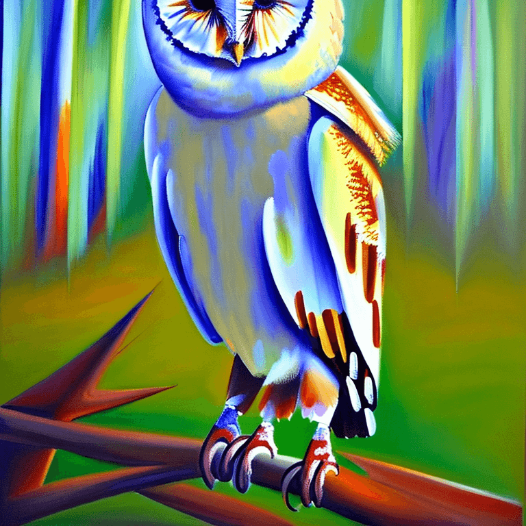 AI generated: Ralistic, ((Masterpiece, best quality)), extremely cute barn owl perching on branch in dream park, i...