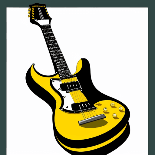 AI generated: make a cartoon guitar drawing with a time to rock theme