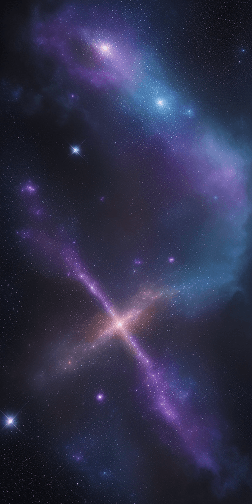 AI generated: The artwork portrays a galaxy with bright bursts of light, creating an illusion of stars in motion. ...