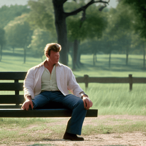 AI generated: Countryside gentleman hulk shot by sofia coppola, staring at camera, sitting on a bench::Cinematic l...