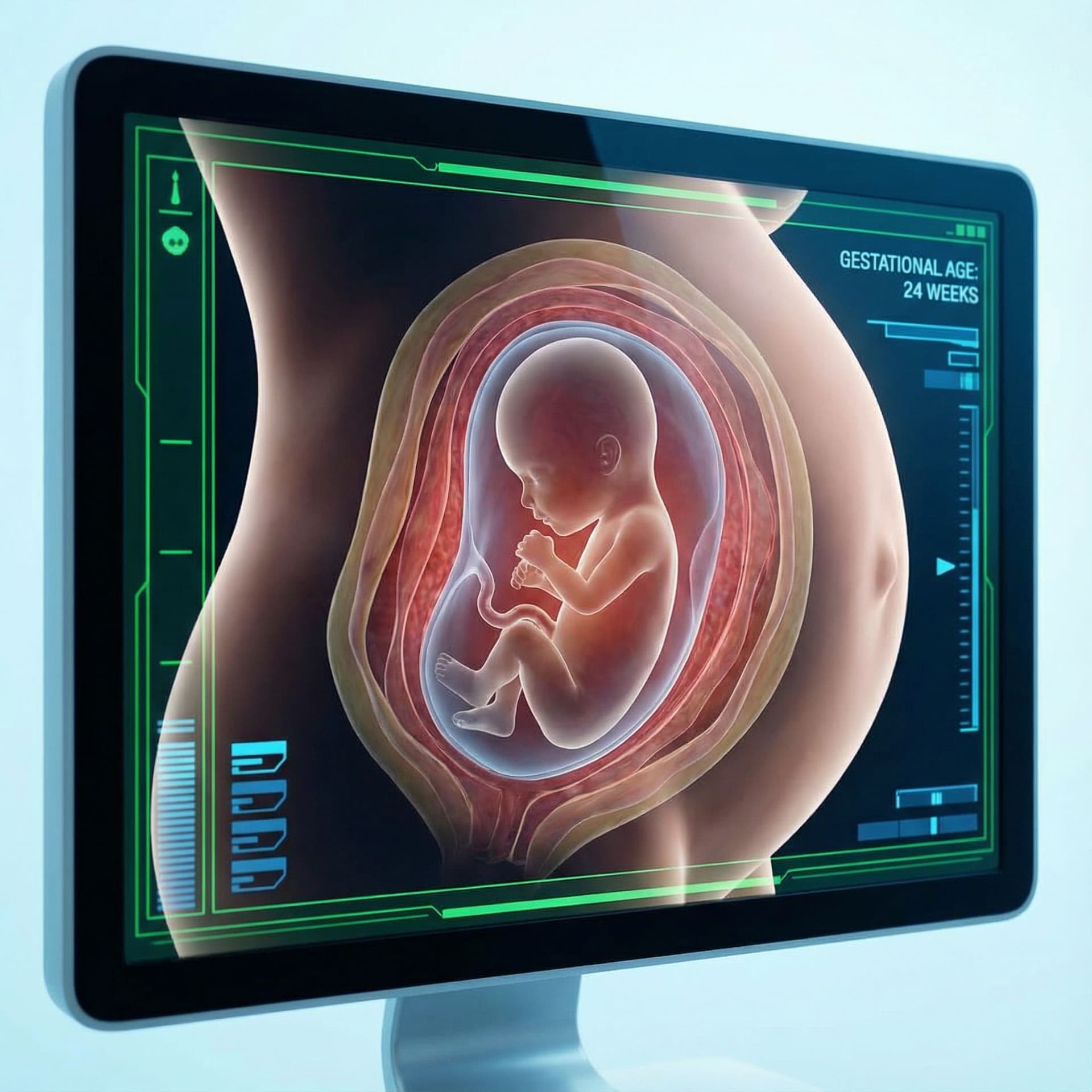 AI generated: 
fetus inside its mother