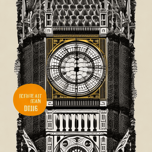 AI generated: illustration brand design, big ben, text london, font type bold arial