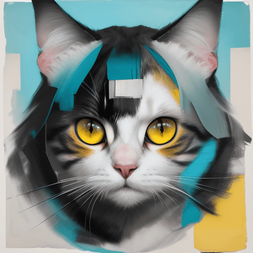 AI generated: print collage of a cute cats face with yellow eyes, in the style of josef kote, grunge beauty, dain ...