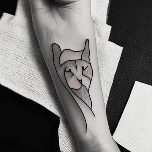 AI generated: design a minimalist tattoo of an elegant cat consisting of only lines