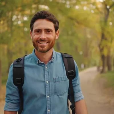 AI generated video: il regarde la caméra et sourit
