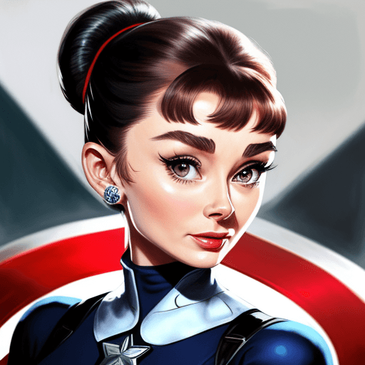 AI generated: Audrey Hepburn, (as captain america),
