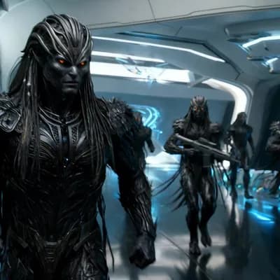 AI generated video: A cinematic, ultra-realistic sci-fi corridor scene inside a sleek alien facility. The environment is...