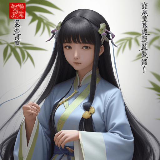 AI generated: 一位亚洲女性律师坐在办公桌前，衣着精致，眼神睿智。