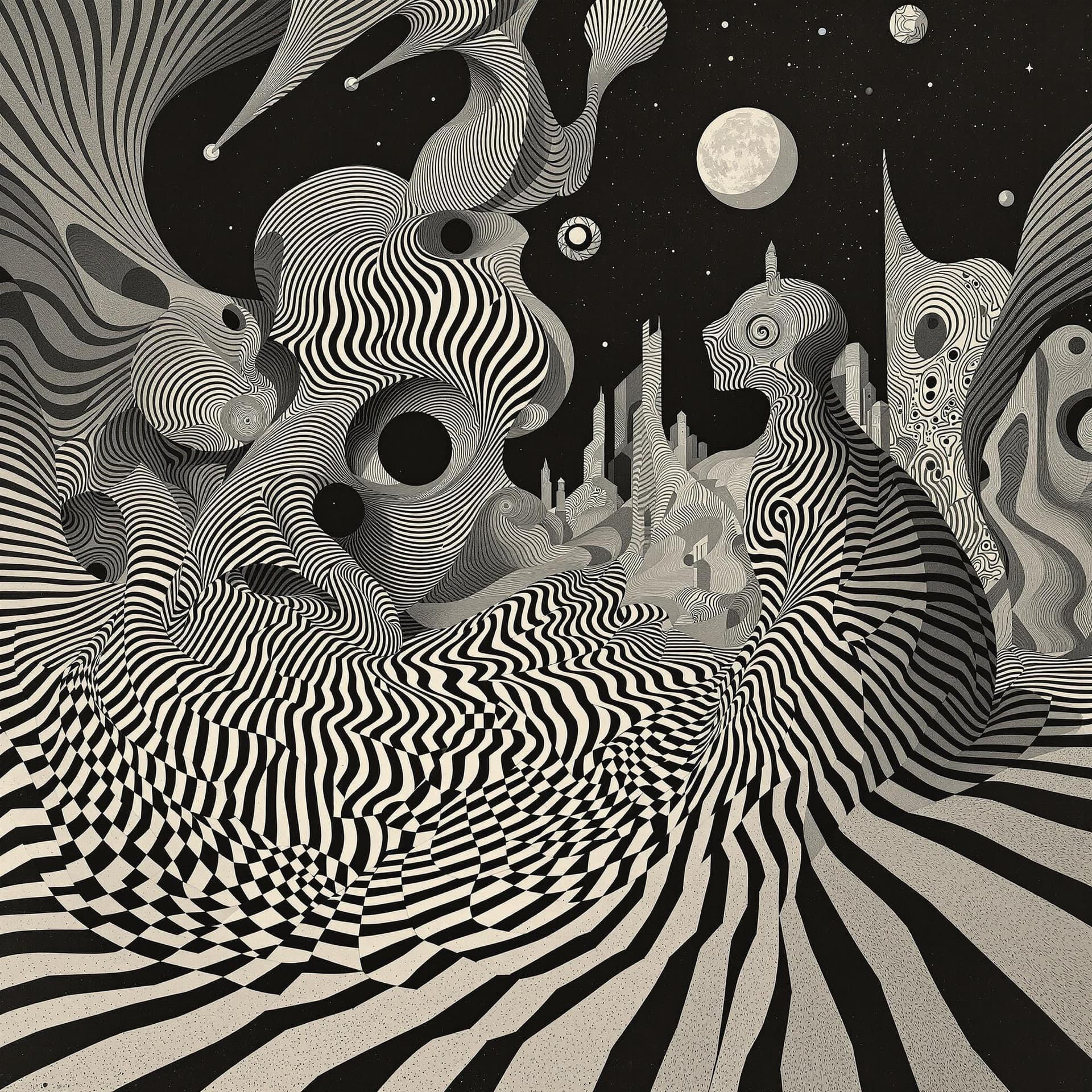 AI generated: Photography, illustration, painting, work of art, surrealist, Op-Art, hyper-detailed image arising f...