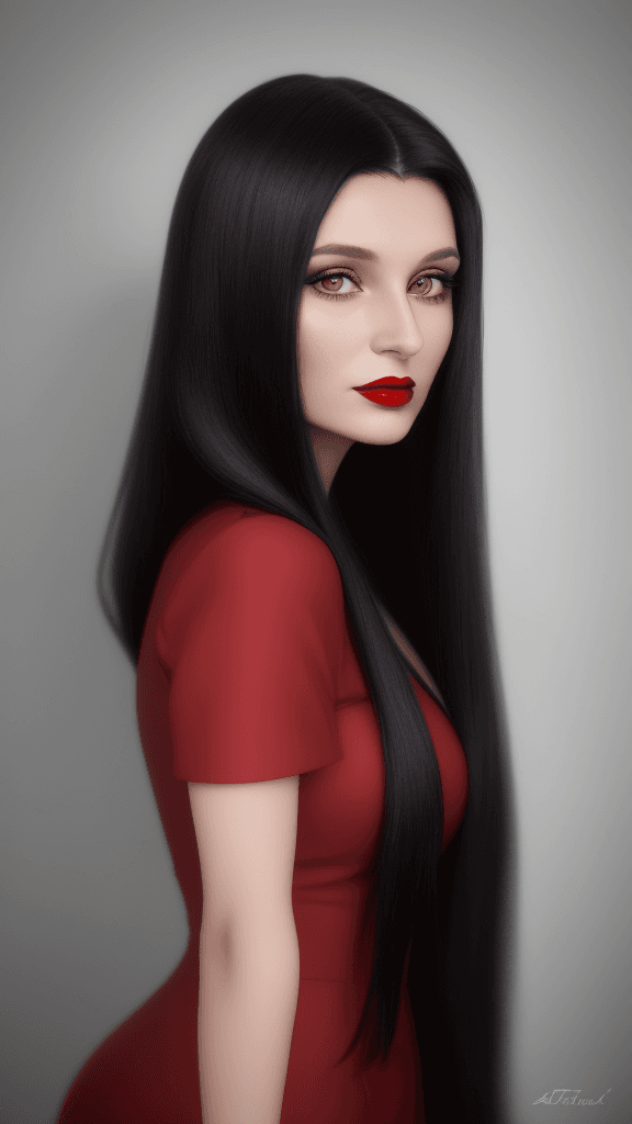 AI generated: arafed woman with long hair and red lipstick posing for a picture, ekaterina, profile image, red lip...