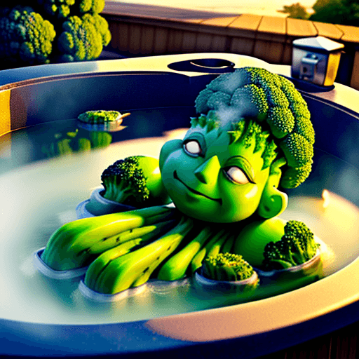 AI generated: human broccoli chilling in a hot tub ultra realistic 4k

