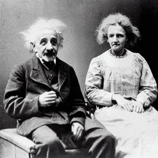 AI generated: Albert Einstein with Marie Curie