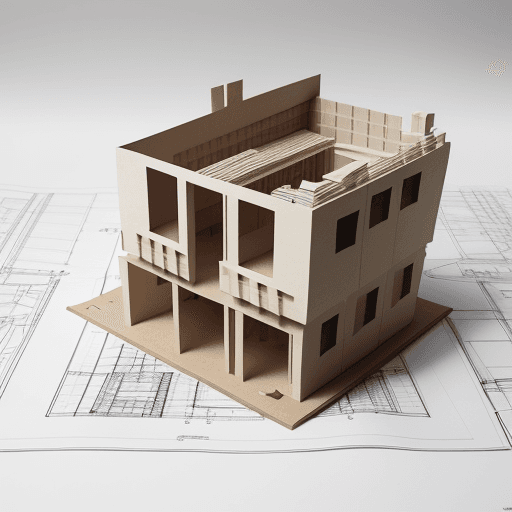 AI generated: A long building in construction design in a paper
