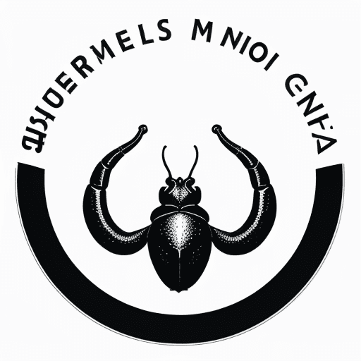 AI generated: a website logo in a vectorized monochromatic svg of a hercules beetle sideways long horn