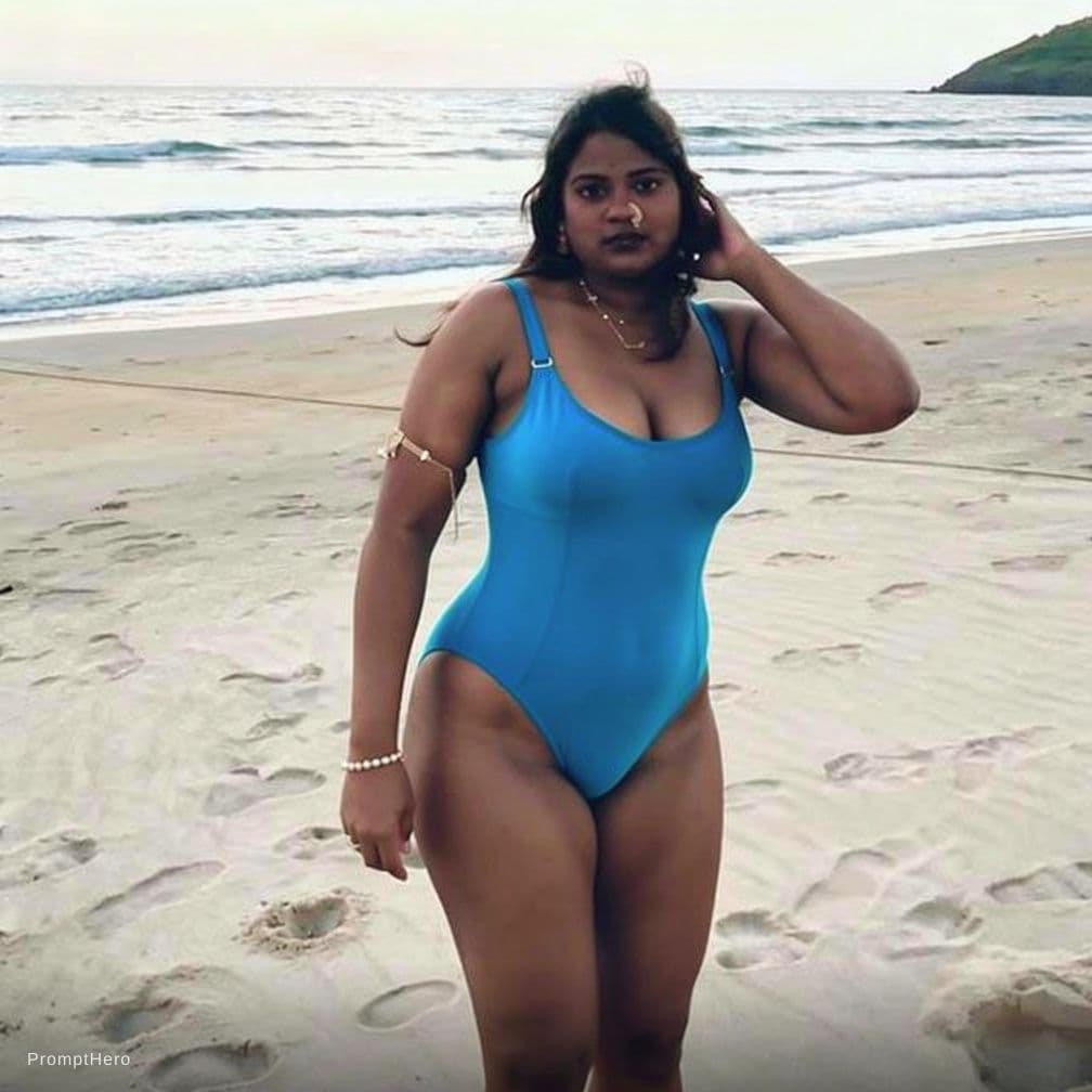 AI generated: Change her clothe into triangle bikini 