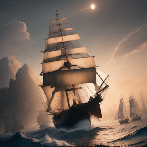 AI generated: Photo of a ultra realistic sailing ship, dramatic light, pale sunrise, cinematic lighting, battered,...