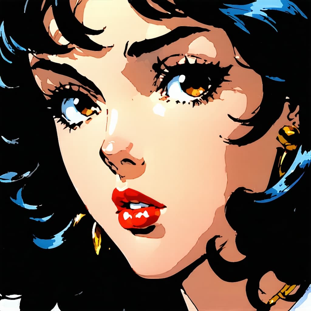 AI generated: anime girl, in the style of frank thorne, romanticized femininity, makoto aida, elegant, emotive fac...