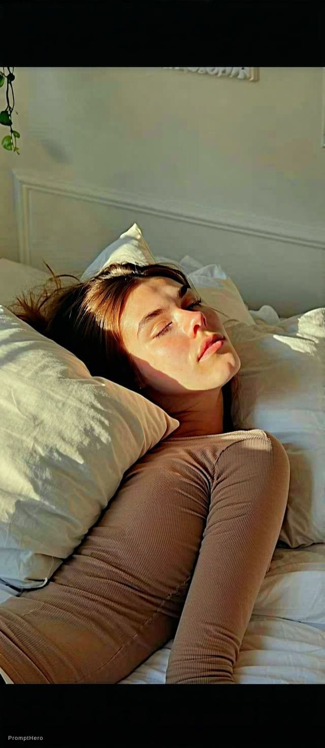 AI generated: A young woman  with ultra ultra extra extra deep influencer cleavage; lying near the edge of a white...