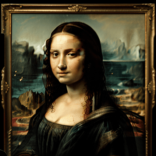 AI generated: professional portrait of a dilusioned Mona Lisa, badass look, XII century, heavy brushstrokes, textu...