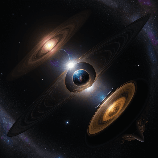 AI generated: Photo of a space treasure hunter going through cosmos, creatures, galaxy, ring of saturn. dramatic, ...