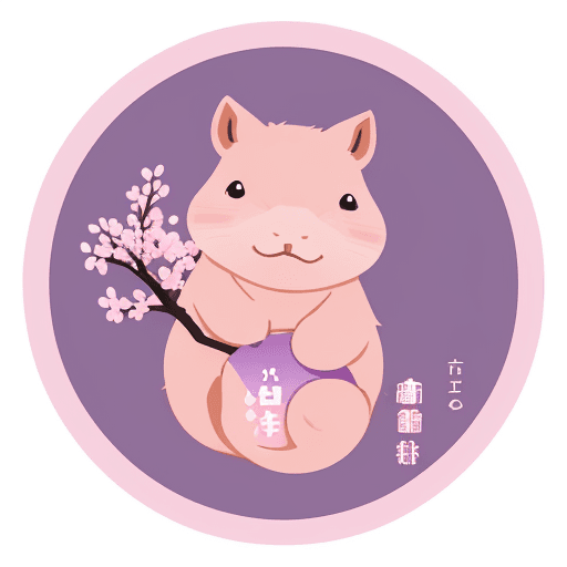 AI generated: Logo for simple mascot for a capybara company in flat vector logo of circle, pink blue purple gradie...