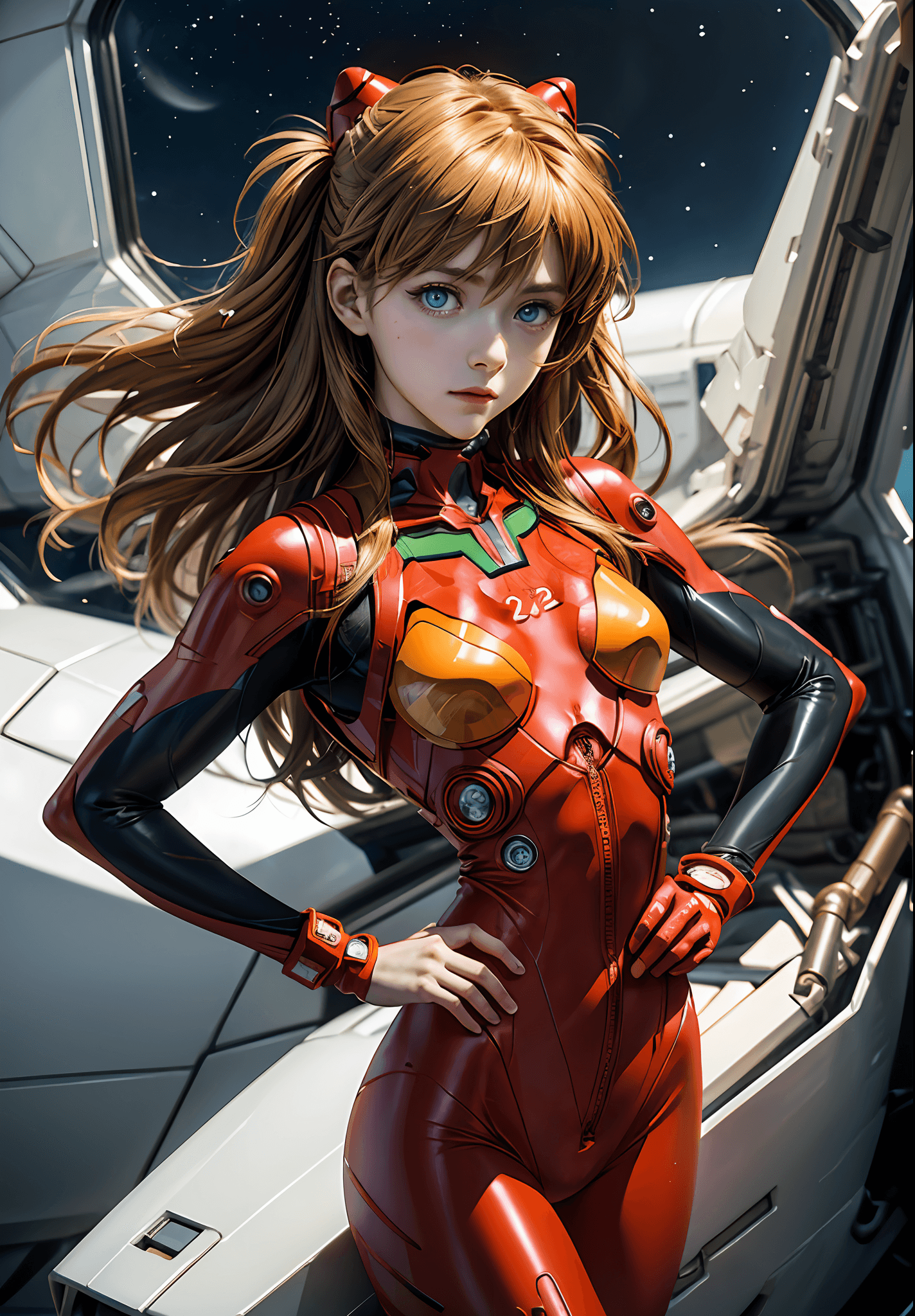 AI generated: (Overhead view),dynamic angle,ultra-detailed, illustration, close-up, straight on, 1girl, ((souryuu ...