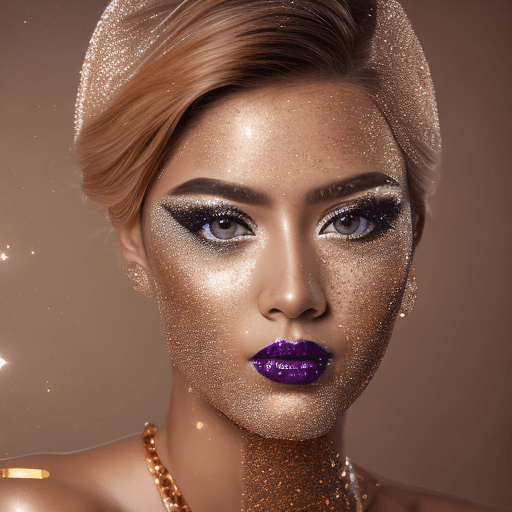 AI generated: a commercial photo portrait of stunning instagram model, sparklecore, appropriation artist, shiny/gl...