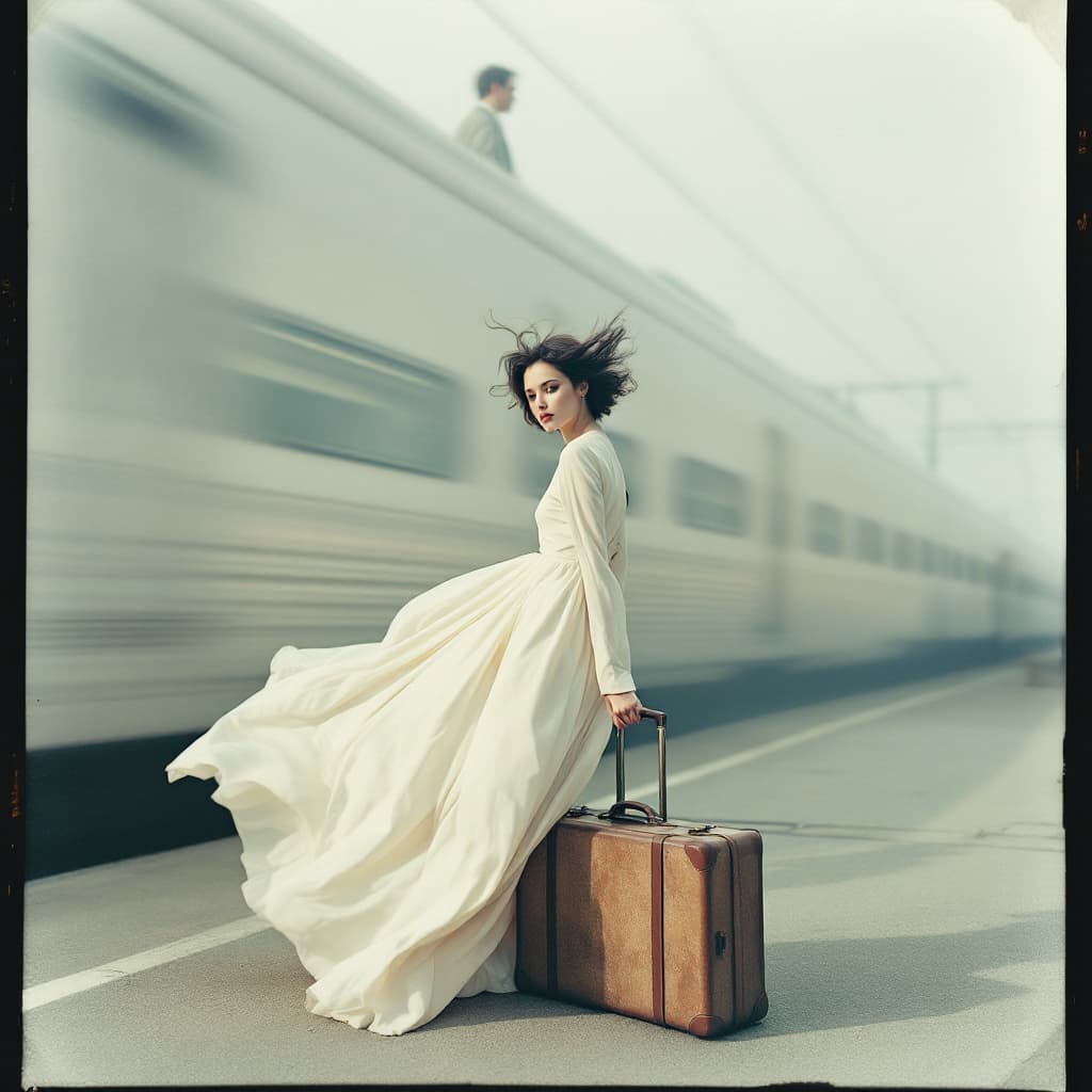 AI generated: Fashion photography, in the style of Richard Avedon, Vogue photoshoot for the M workshop campaign. T...