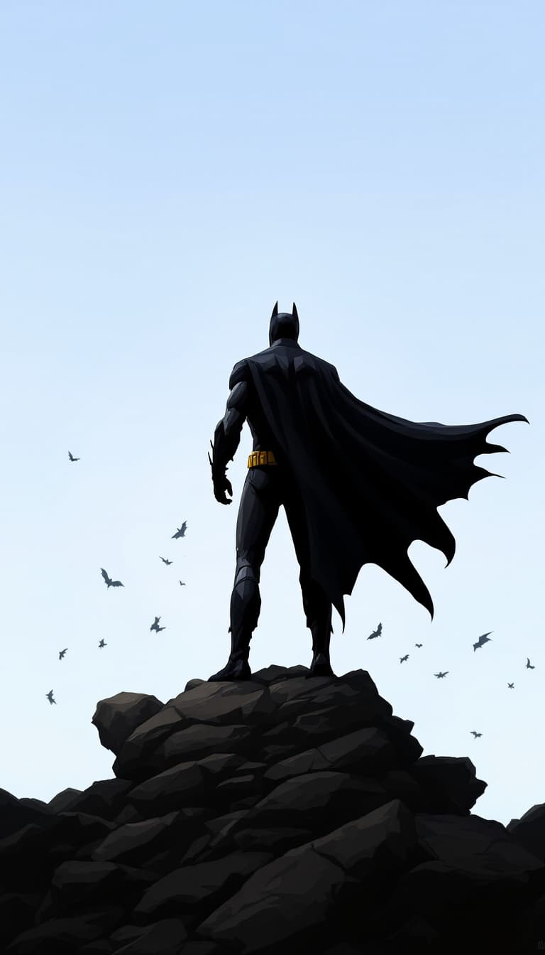 AI generated: digital painting of batman, comics art,, stylized, back view
