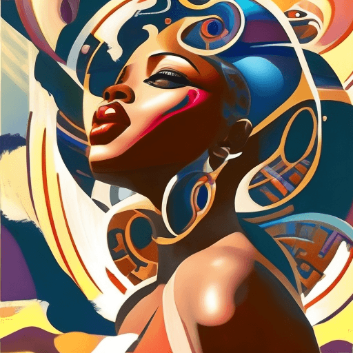 AI generated: art deco coffee art, in the style of expressive facial animation, afrofuturism, paint dripping techn...