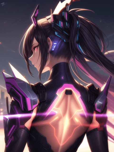 AI generated: digital painting, realistic face, masterpiece, night city background, in a futuristic ripped light a...