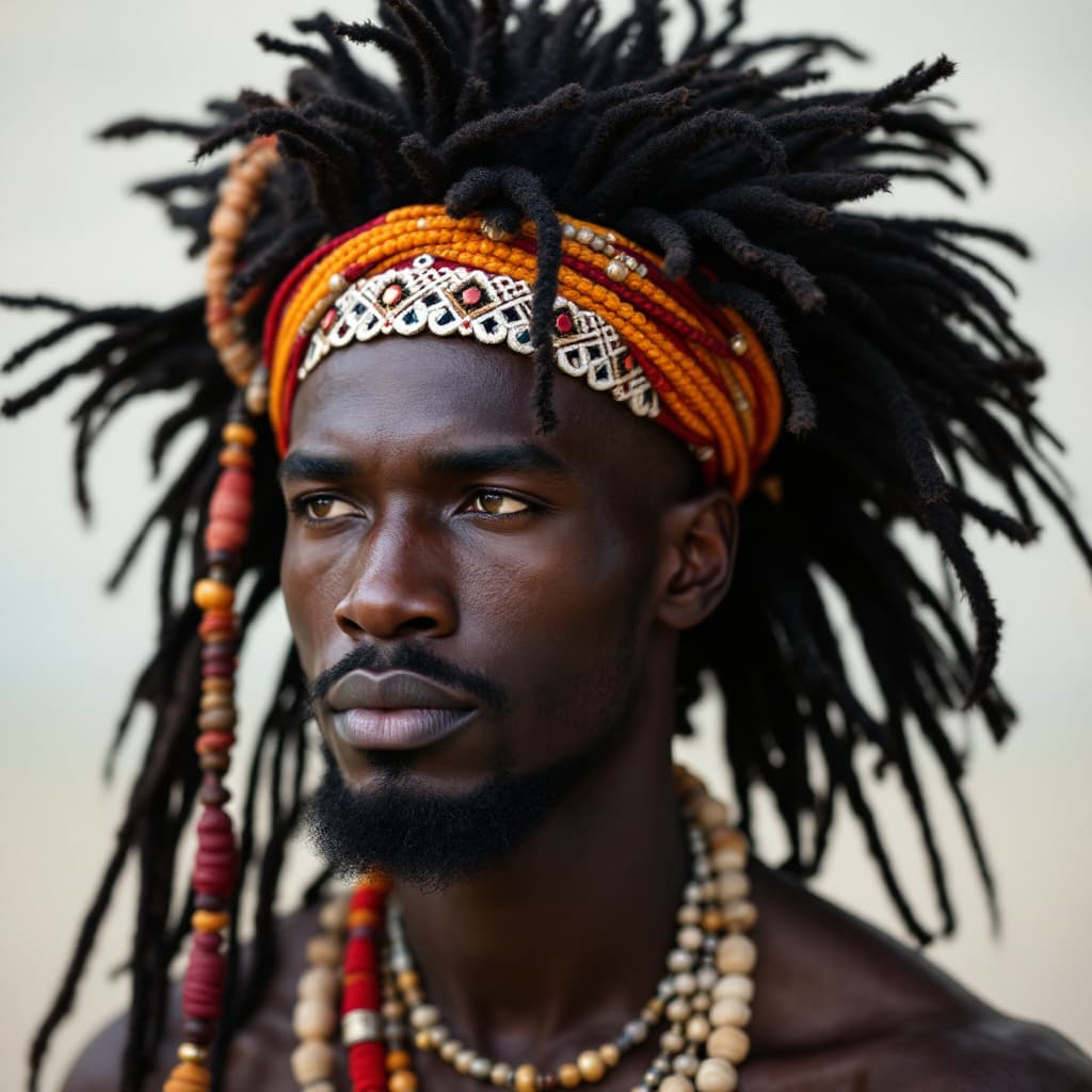 AI generated: A mordern day ibo man with the traditional head gear 
