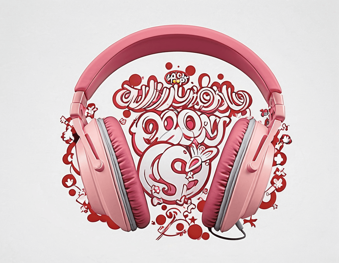 AI generated: A cute headphone, product photography, graffiti on background, fluffy design, street art, soft light