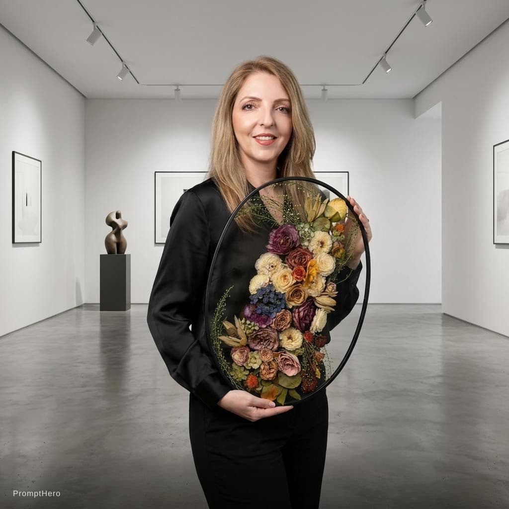 AI generated: elegant minimalist art gallery. smoothes the contour of a woman's face. the picture should have the ...