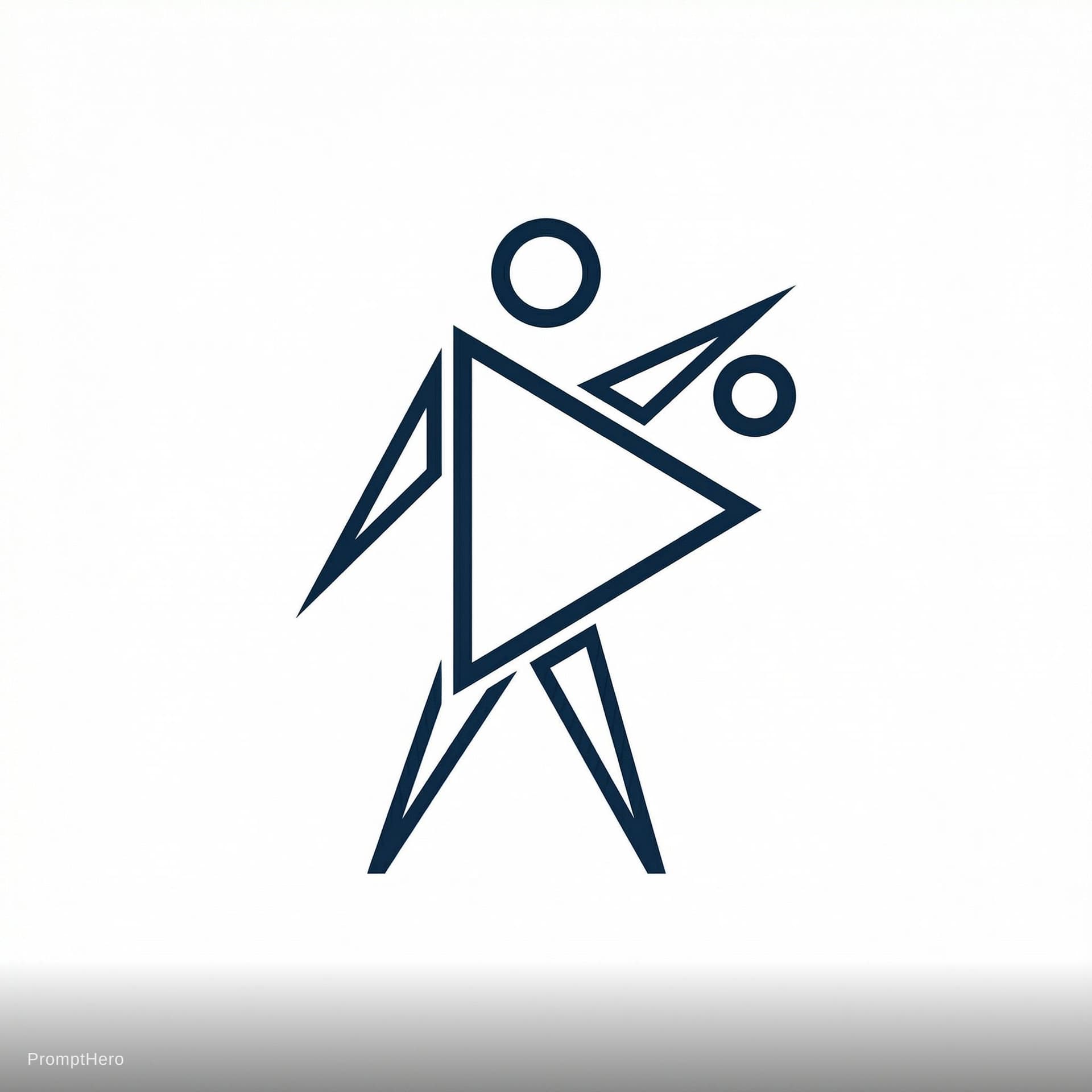 AI generated: Core: 1 big triangle as the torso (pointing slightly forward = motion).
Head: small circle (or tiny ...