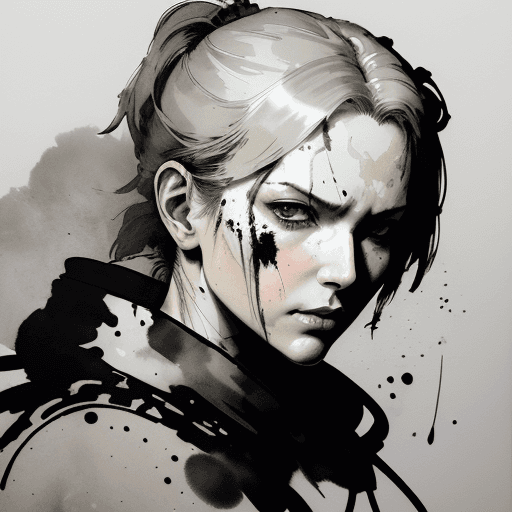 AI generated: female protrait in style of metal gear solid and Yoji Shinkawa and jeremy mann and Mucha ::1.5 white...