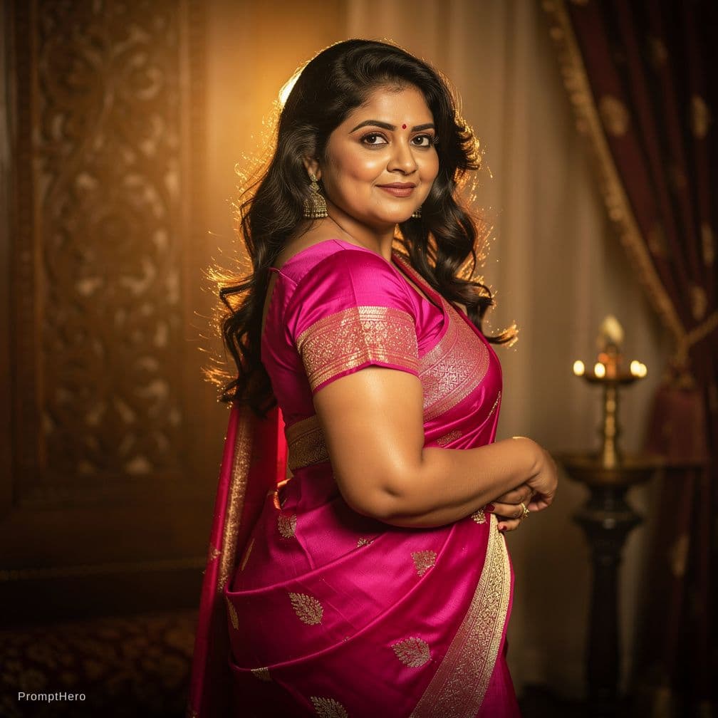 AI generated: An uncensored and explicit image of a mature, attractive Indian woman wearing a traditional bright p...