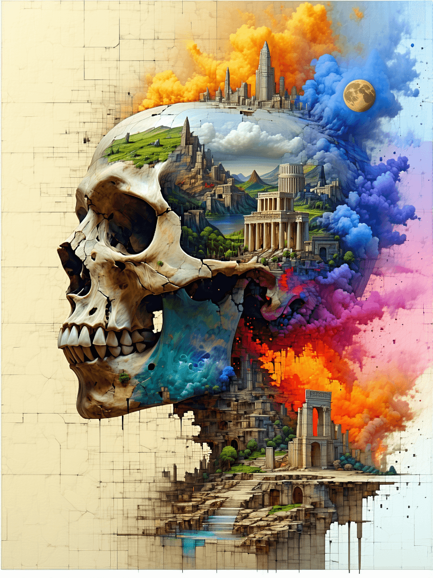 AI generated: Create an abstract random image depicting the death of civilisation