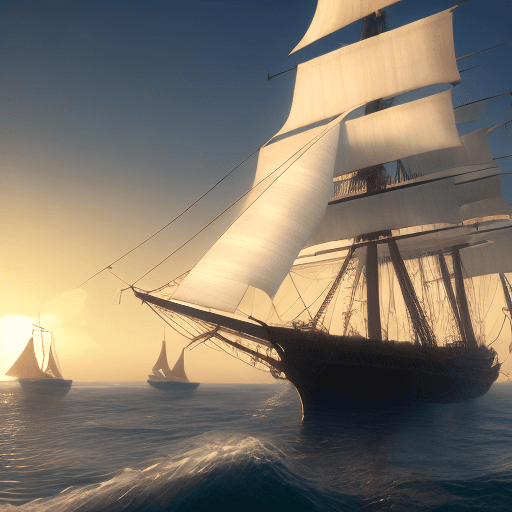 AI generated: Photo of a ultra realistic sailing ship, dramatic light, pale sunrise, cinematic lighting, battered,...