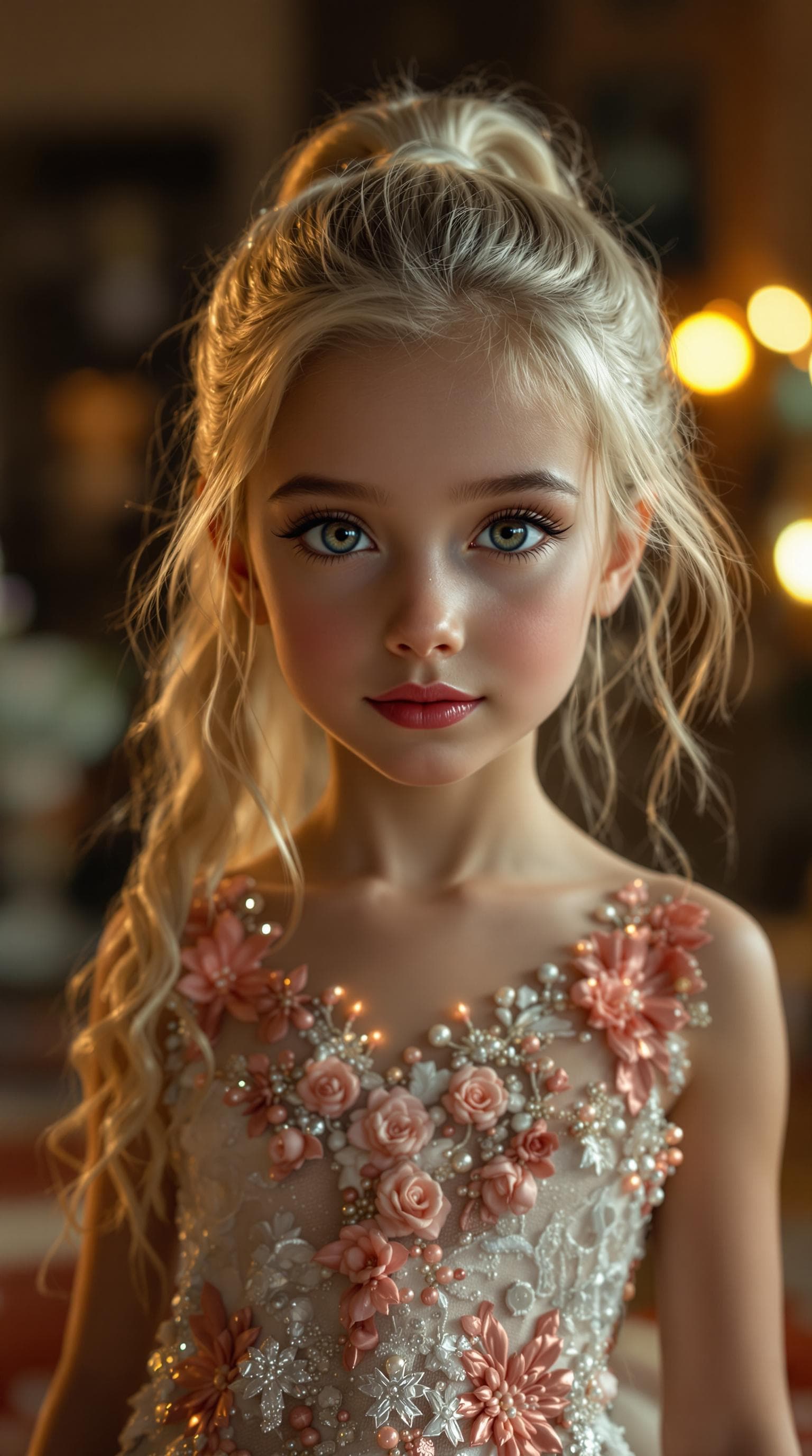 AI generated: a professional photo of a exceptionally beautiful girl in the world (age 7), (seven year old) highly...