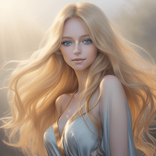 AI generated: Portrait of a gorgeous woman in her mid 20s, looking at viewer, joyful mood, serene, long and dark b...