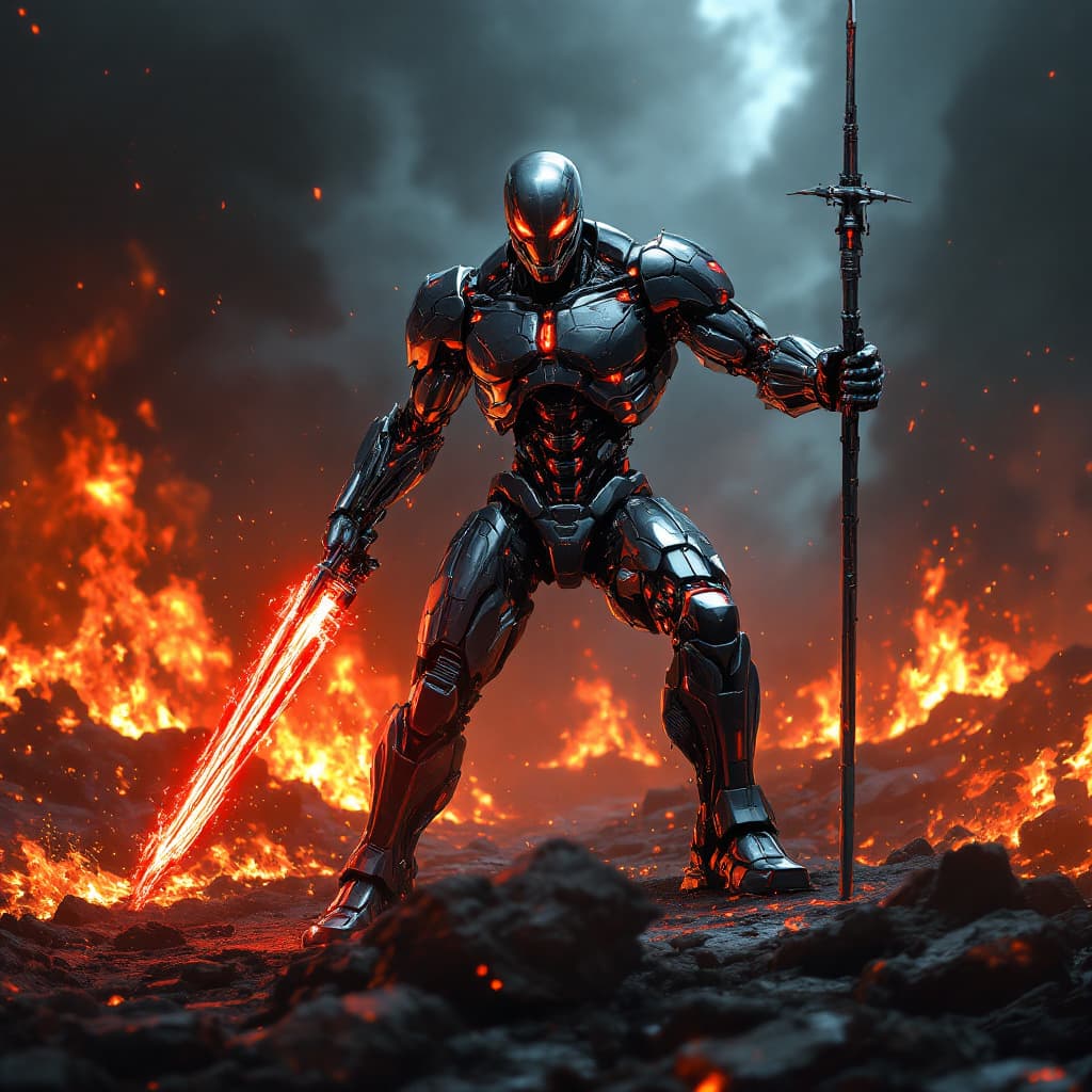 AI generated: terminator plateado furioso