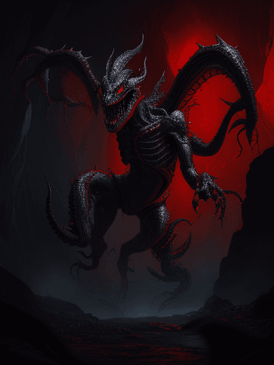 AI generated: Full body photo of a scary alien creature that looks like a humanoid dragon with venom coming out fr...