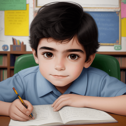 AI generated: Colored drawing of Juan Calvino, when he was a child in school, full HD and focused, with the initia...