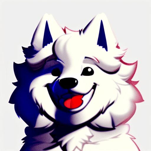 AI generated: smiling/happy samoyed dog black background for my phone lockscreen leave a space above him for the t...