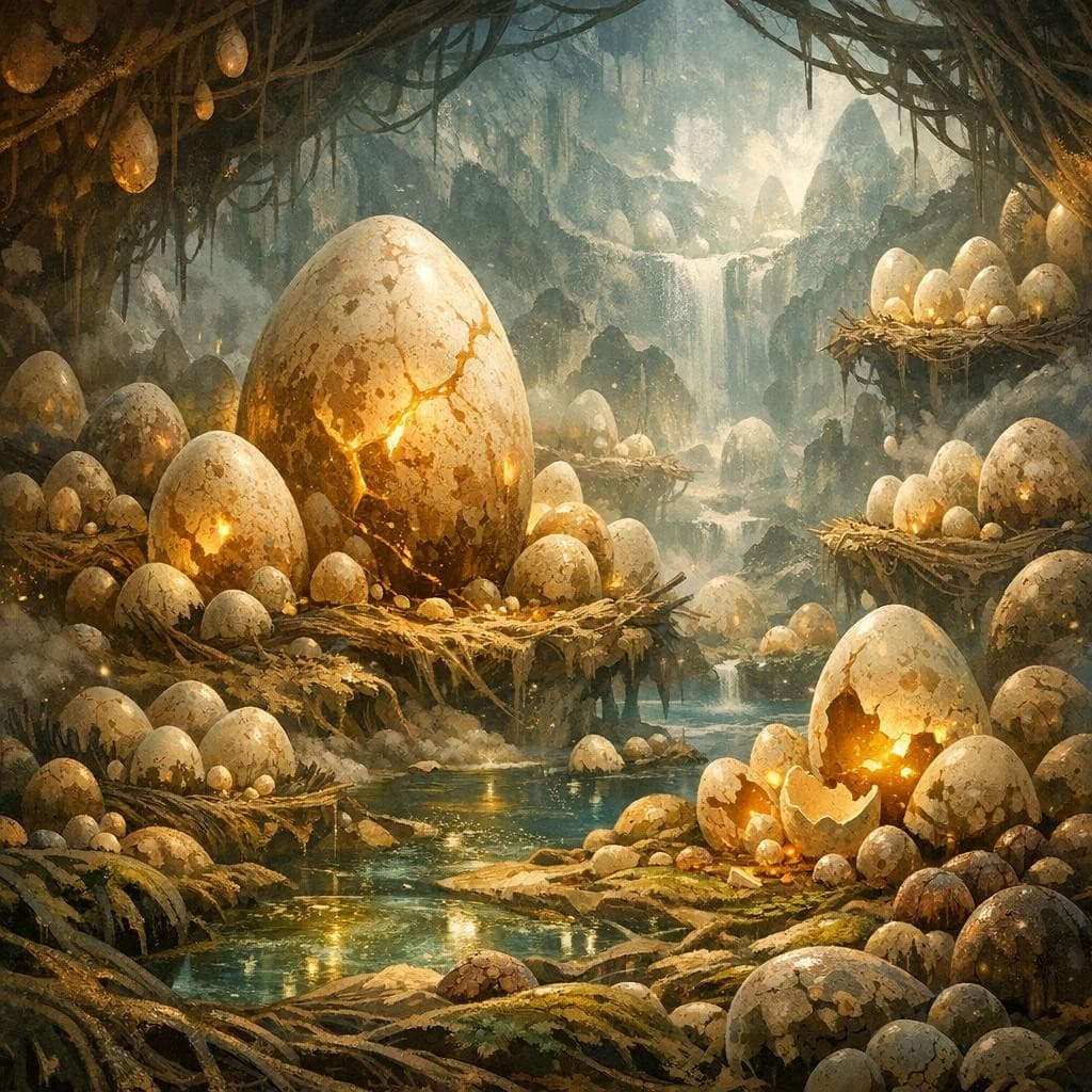 AI generated: Create a new and unique environment/Biome of  Instinct→ The Reproductive Den (Land of Survival and G...
